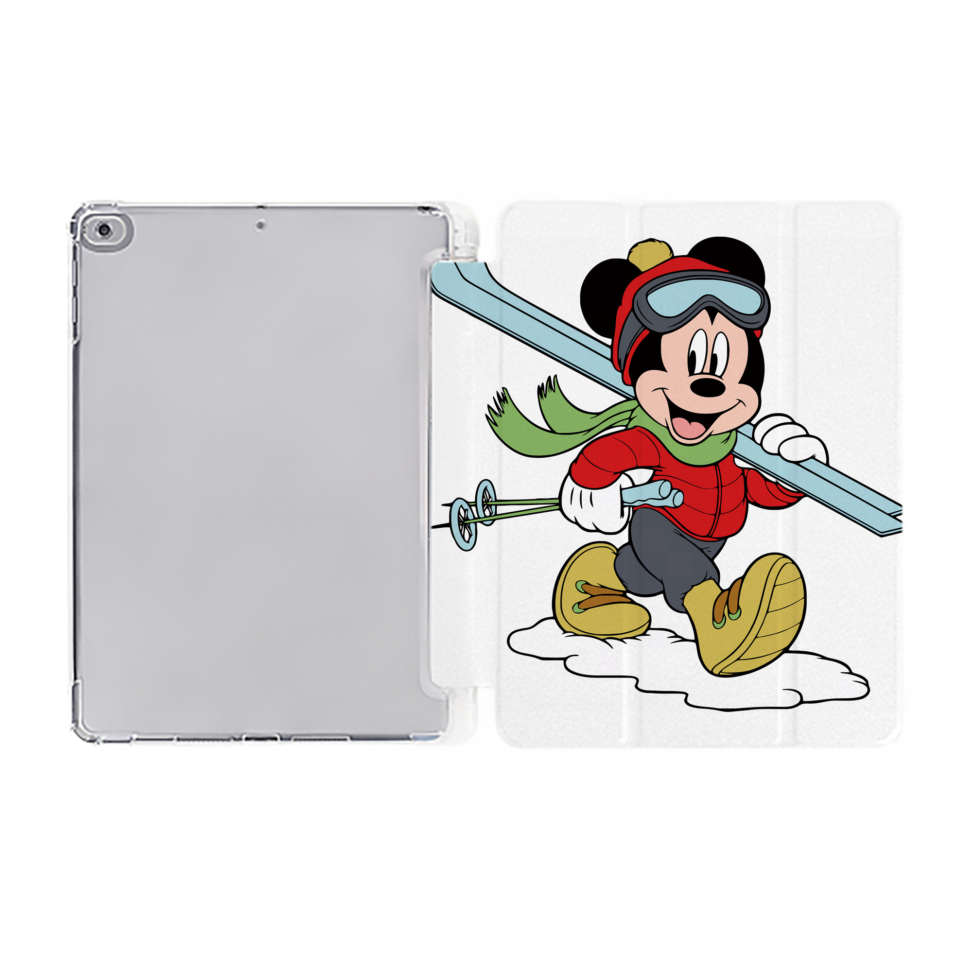 （画像用） ミッキーマウス Mickey Mouse IPad ケース ペン収納付き 三つ折りスタンド PUレザー×シリコン 対応機種9.5/10.5/10.9インチ